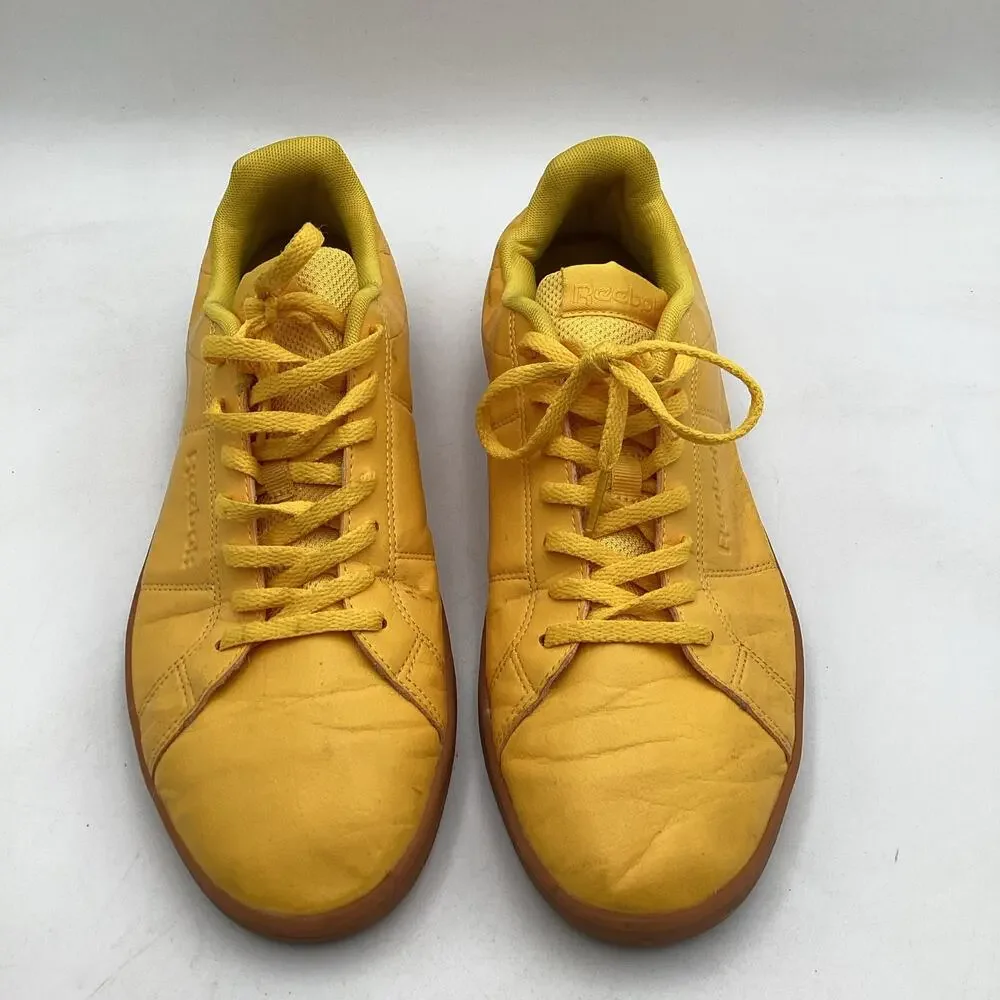 Reebok Royal Complete Sneakers, Yellow Leather Low Tops, Gum‎ Sole, Size 10